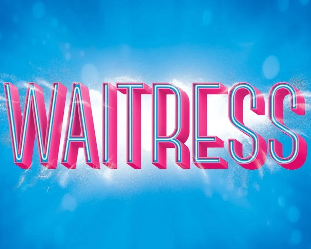 Bright pink and blue neon text spelling 'WATRESS' against a blue background with light effects and bubbles.