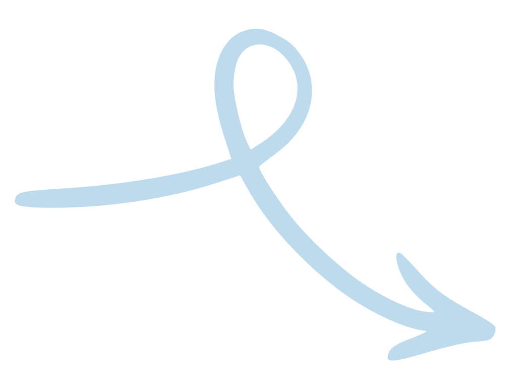 Een pijltje dat naar beneden wijst, getekend met een lichte blauwe lijn.
