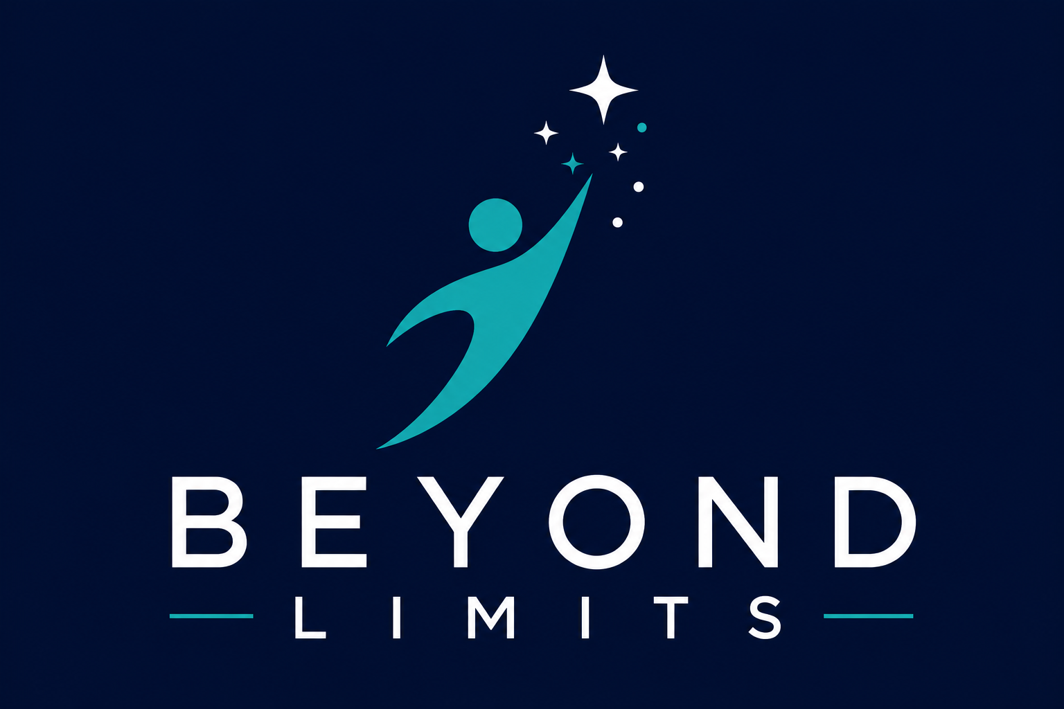 A logo with a stylized figure reaching for stars above the text 'BEYOND LIMITS' on a dark blue background.