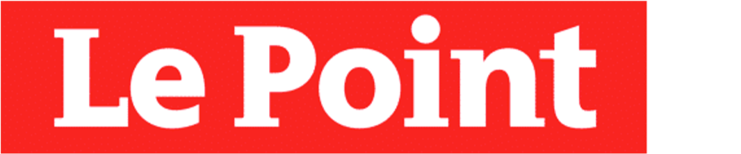 Logo de 'Le Point' avec un fond rouge