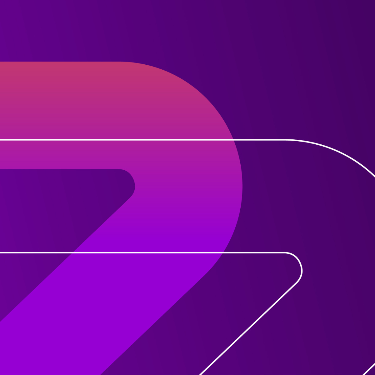 Close-up of a stylized slice of the Branding Matters logo mark on a purple gradient background with white thin lines.