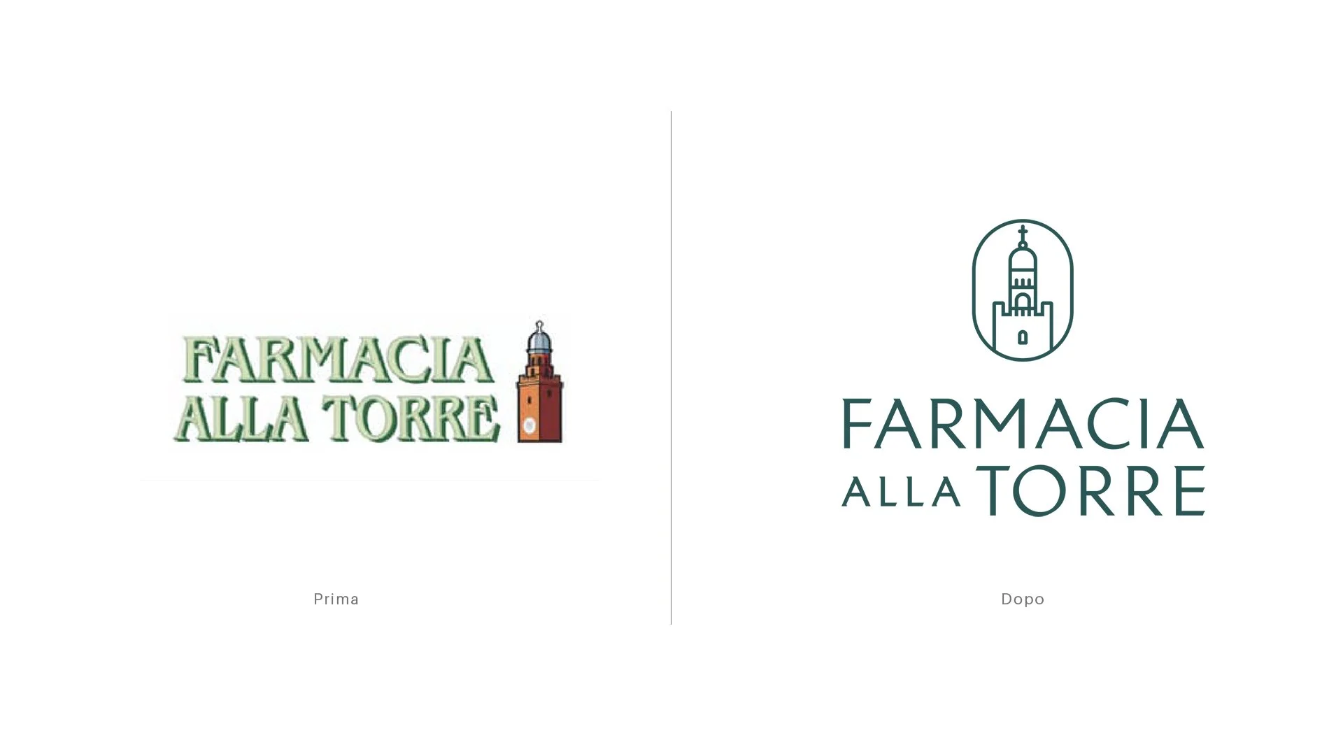 Farmacia alla torre - prima e dopo del logo