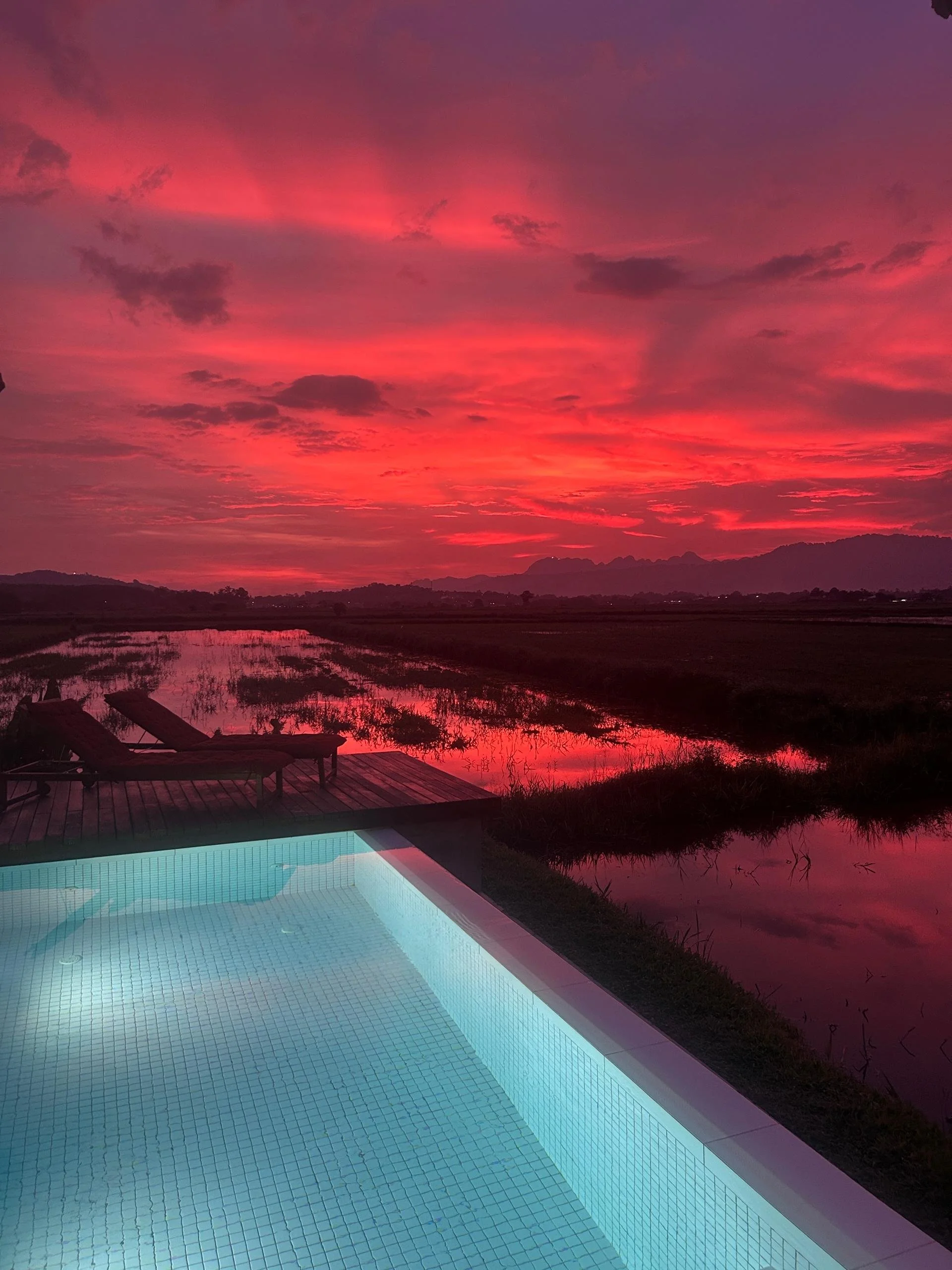 Langkawi at sunset — the sky above ULU turns crimson 
