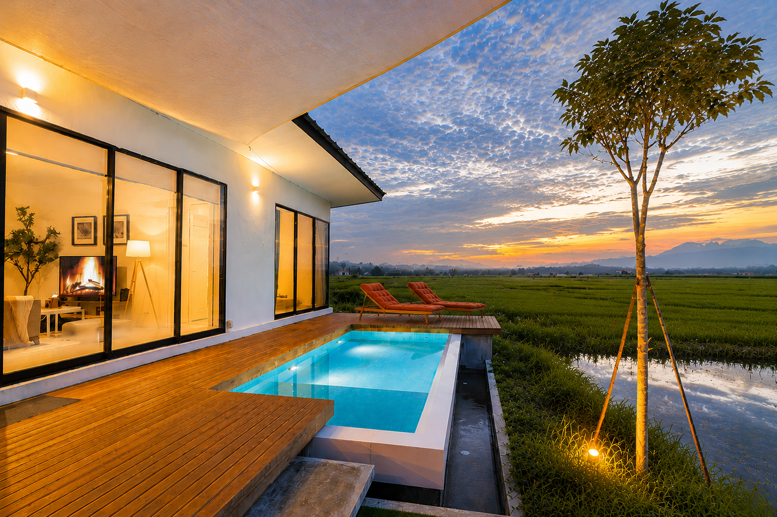 Private pool and teak deck at ULU Mahsuri Villa, Langkawi private villa