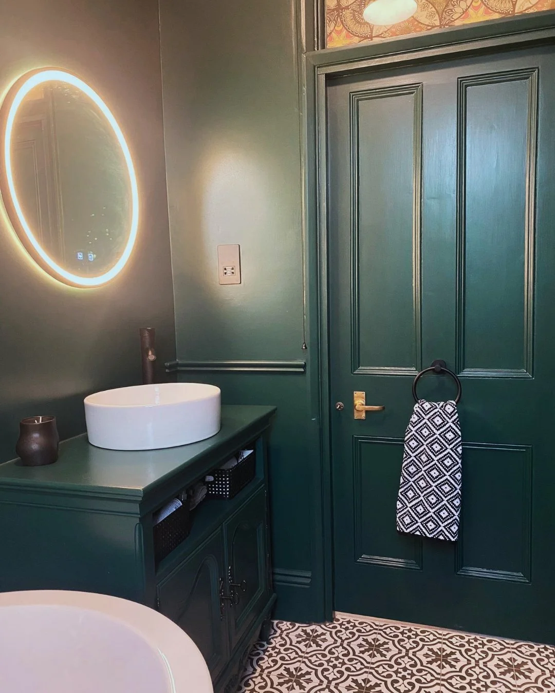 green wooden style bathroom