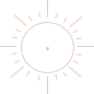 Ein Sonnenbild mit Strahlen, das den Sonnenaufgang oder Sonnenschein symbolisiert.