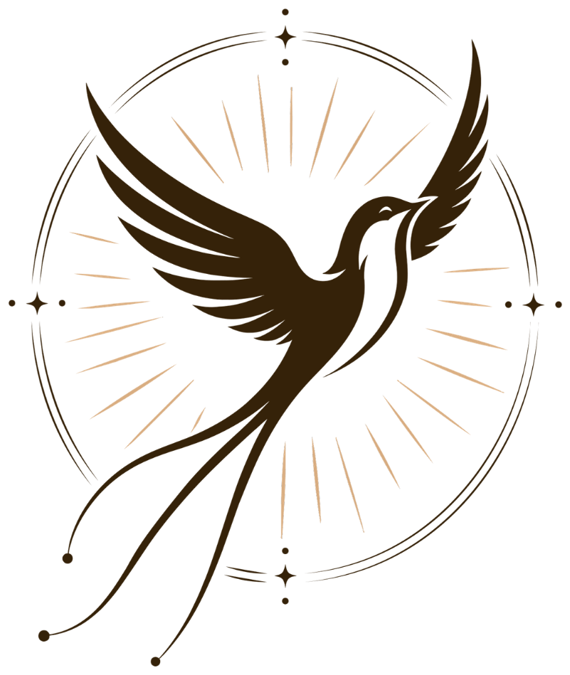Stilisierter Vogel mit ausgebreiteten Flügeln