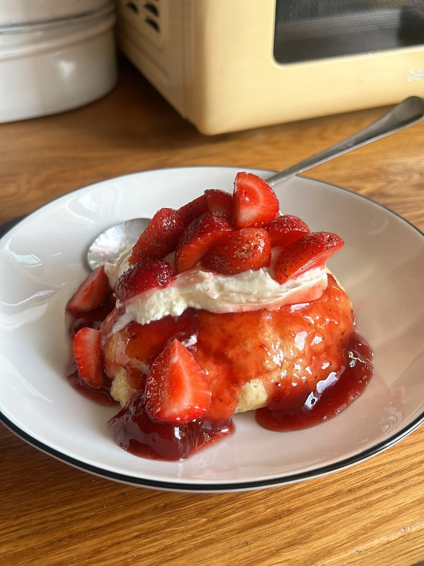 surprise! this was actually made by my husband 😌 every year he makes me a birthday cake from scratch and my request this year was a strawberry shortcake. needless to say, he killed it 🍓