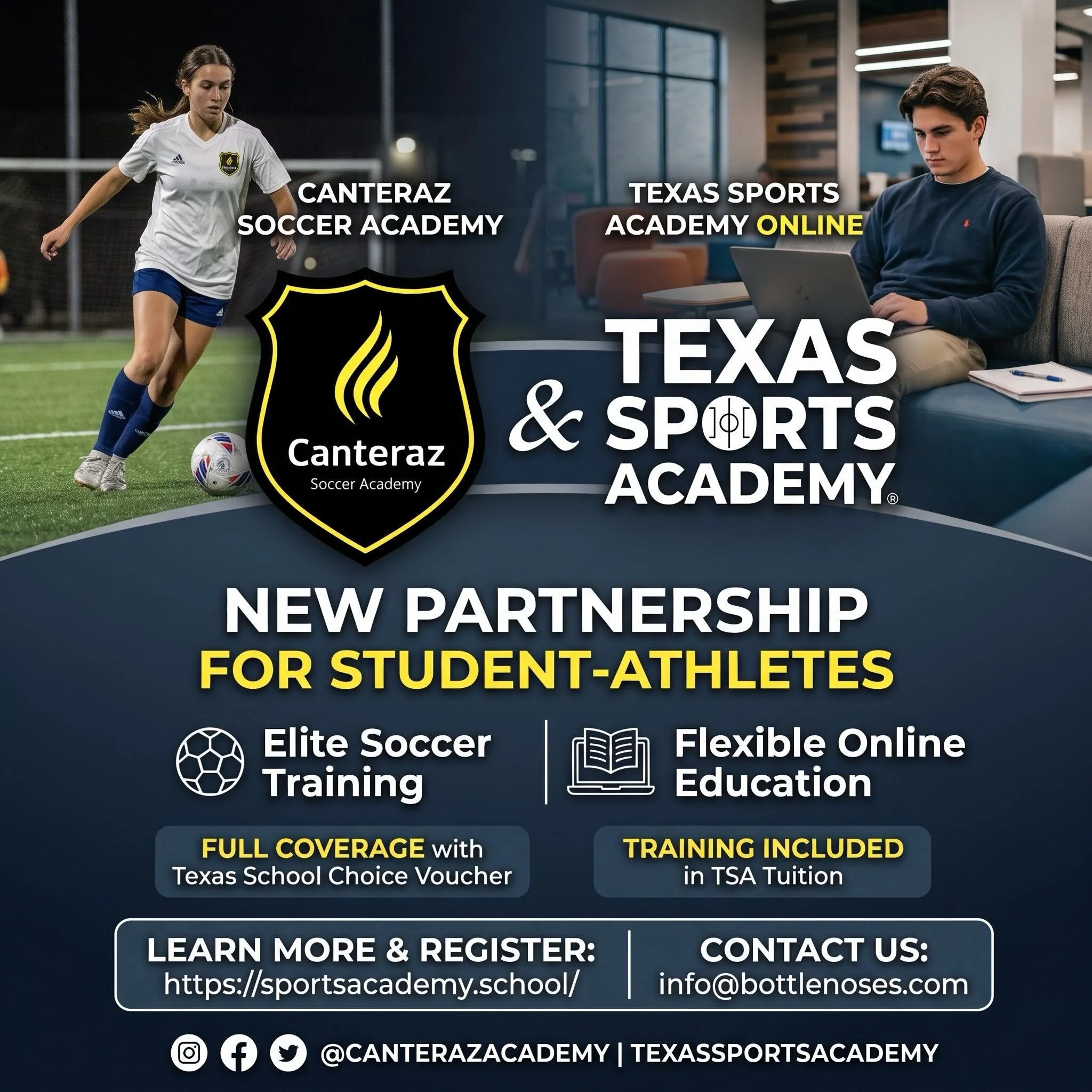 High-performance soccer training meets flexible academics. ⚽📚

Canteraz Soccer Academy has officially partnered with Texas Sports Academy Online to give dedicated student-athletes the ultimate balance between high-level development and flexible scho