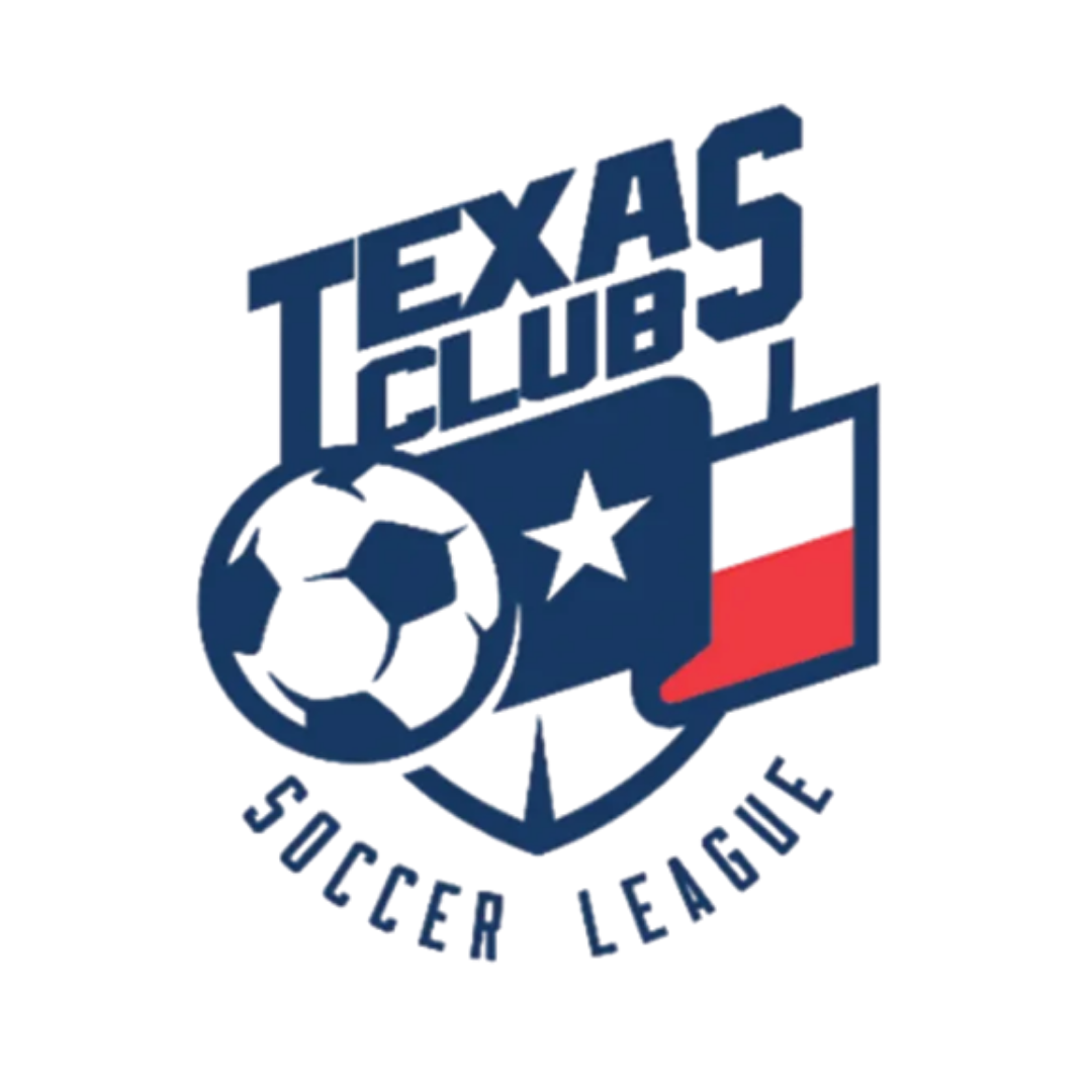 Logo of Texas A5 Soccer Club with a soccer ball, star, Texas flag, and list of league levels.