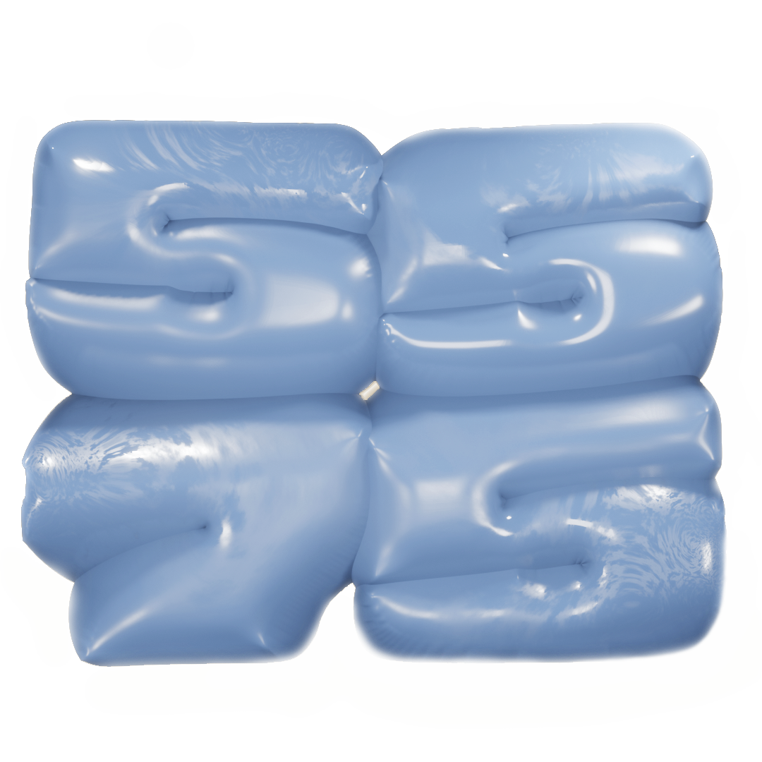 Ballons en forme de chiffres formant le nombre 2022, de couleur bleue, en relief et brillants.