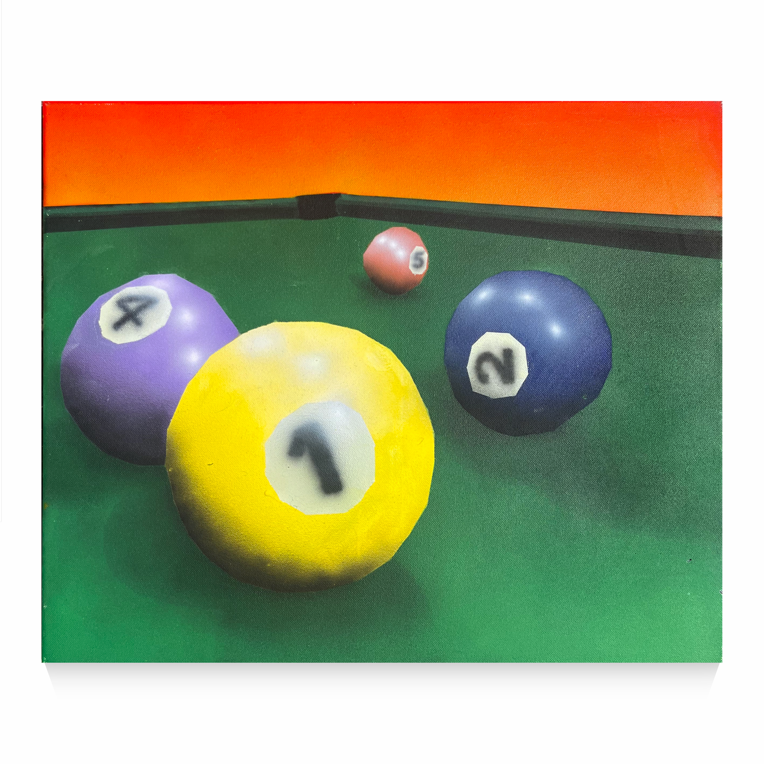 Pool table, 60x51cm acrylic on canvas, 2025
