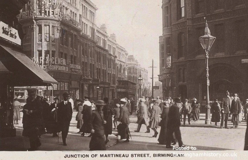 Looking east down Martineau Street from Corporation Street 1930’s