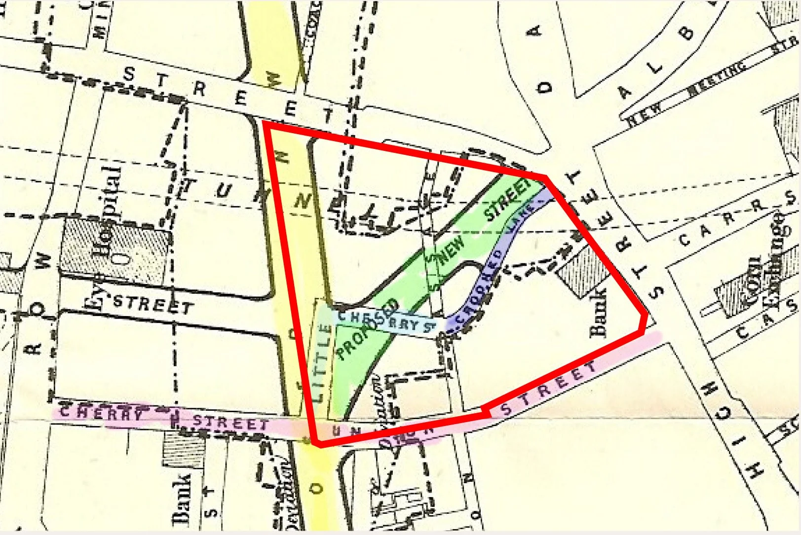 Proposed street improvement works from 1875