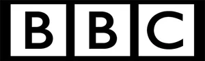 The BBC logo with black letters B B C in white squares.