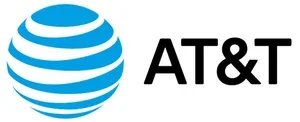 AT&T logo with a blue globe and black text