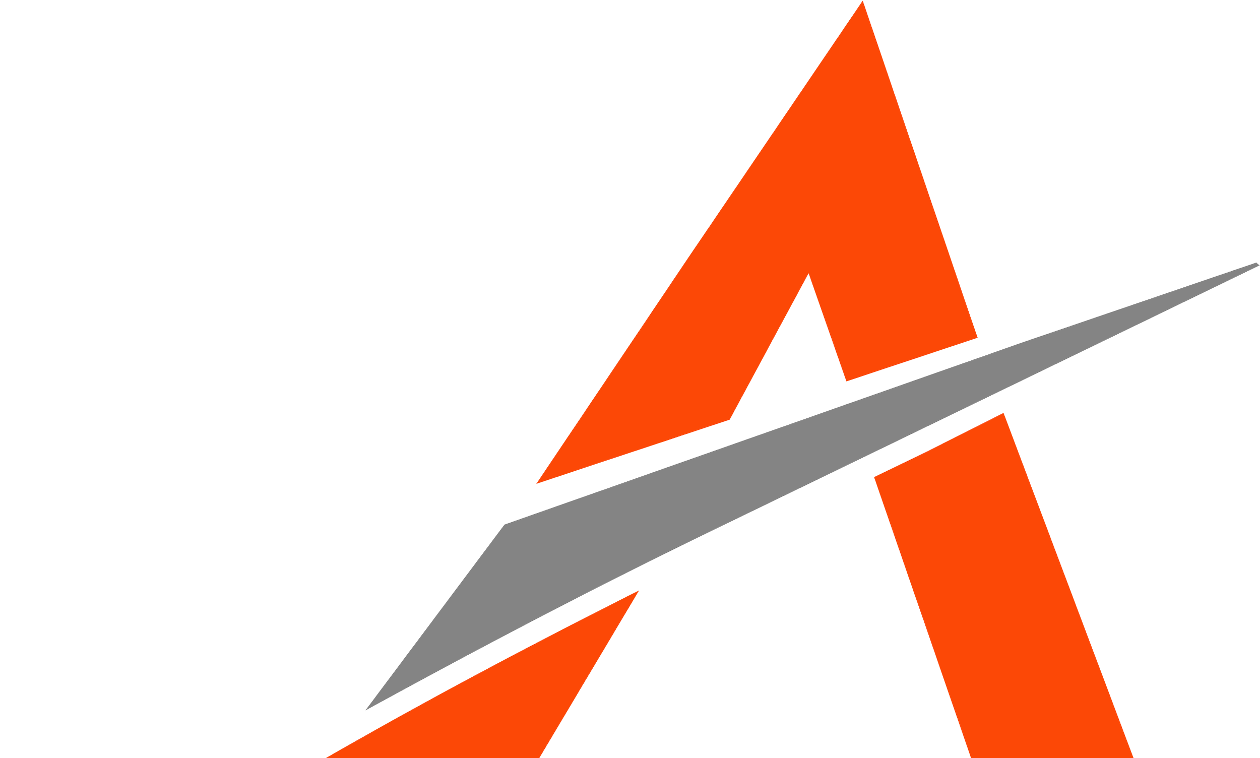 Stylized geometric logo with overlapping shapes in black, white, orange, and gray.