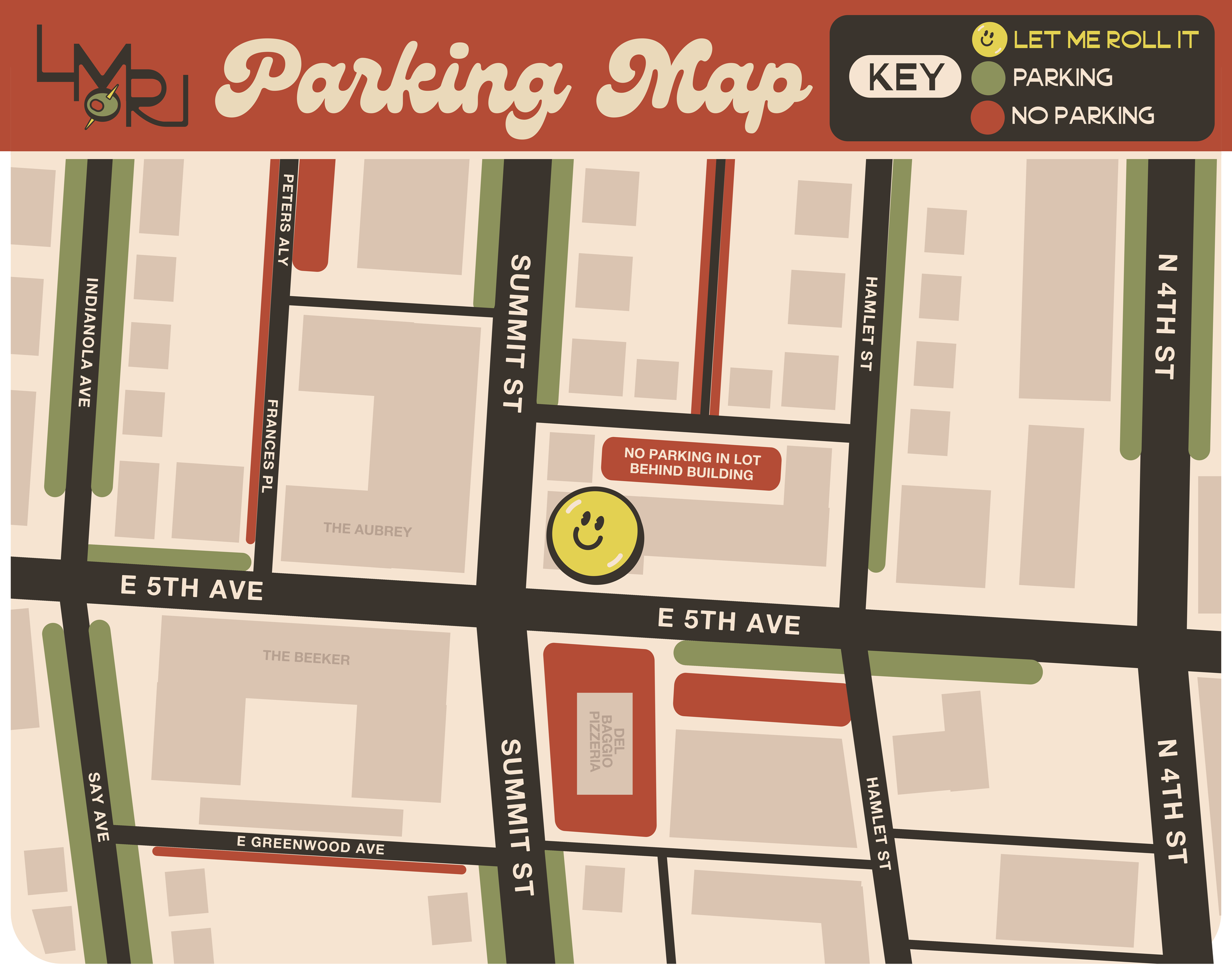 Parking map for Let Me Roll It in Columbus, Ohio