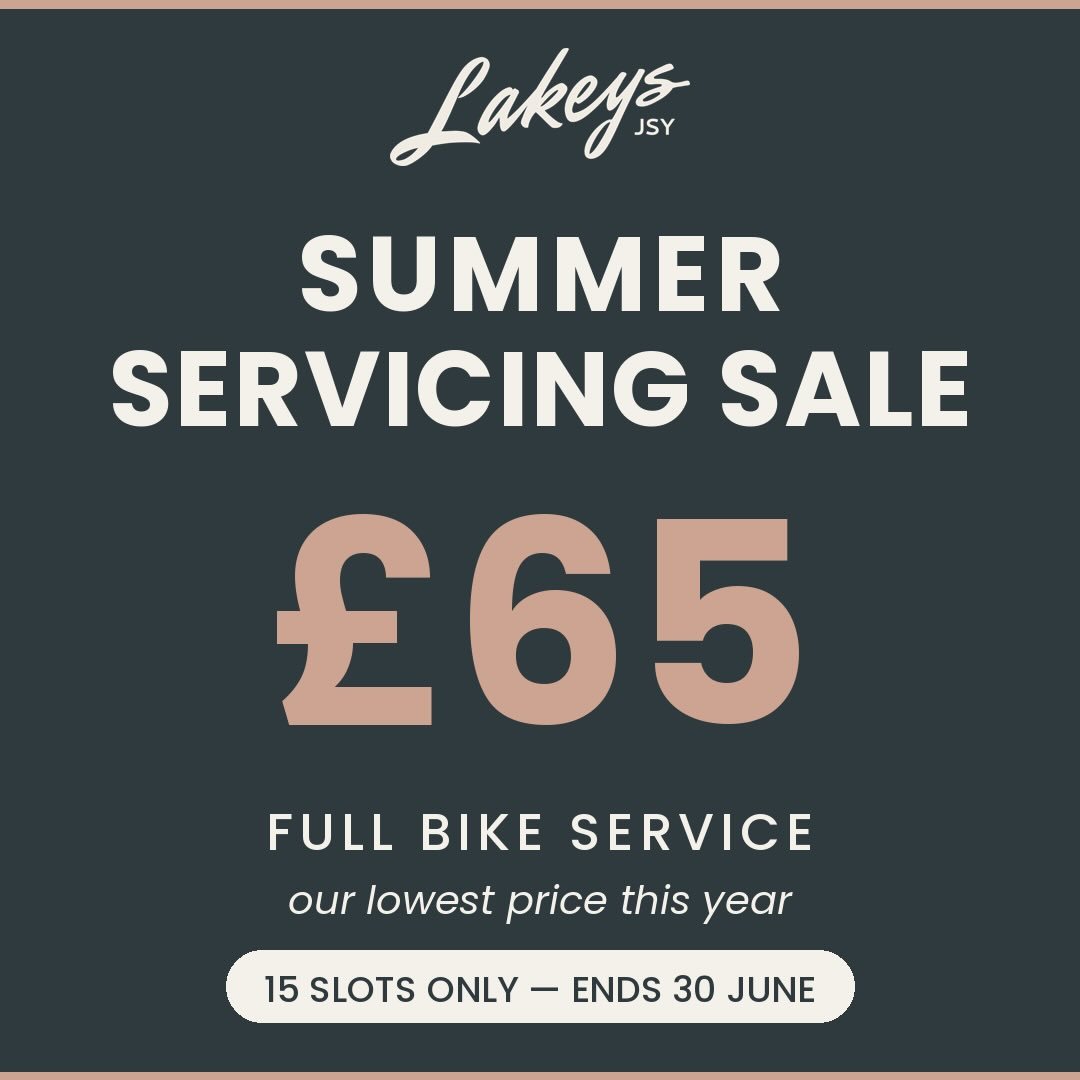 Summer Servicing Sale at Lakey&rsquo;s Bike Hire! 🔧

Get your bike ready for the season with our lowest price of the year &mdash; a full service for just &pound;65!

📍 Find us at 23 Esplanade, St Helier
⏰ Offer ends 30th June &mdash; don&rsquo;t mi