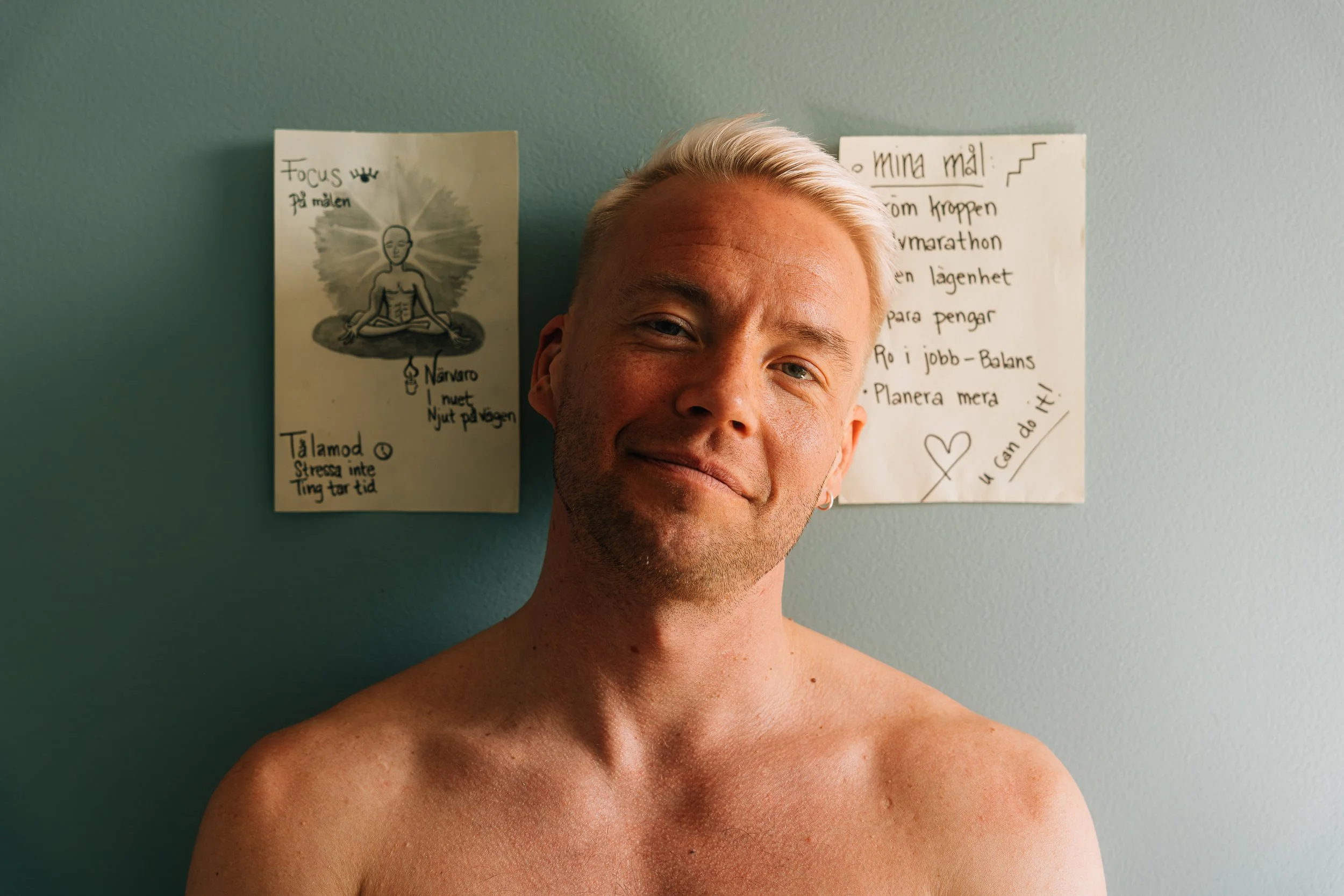 A raw and intimate portrait using minimal styling and soft directional light to emphasize character.