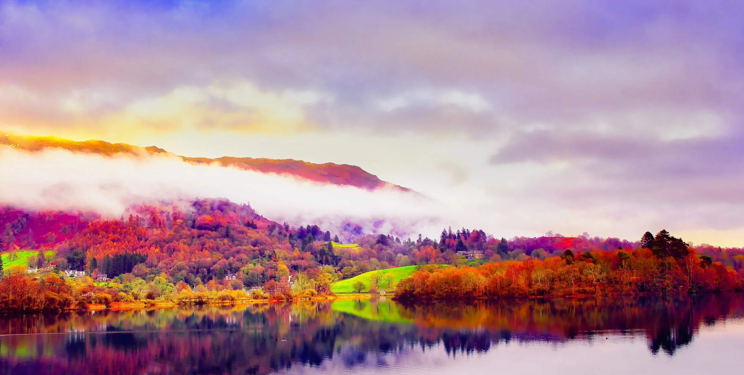 The tranquility of the "lesser water" in the Lake District on a damp and moody day, evokes the yearning to just stare and take in the beauty of its unique surroundings, close to William Wordsworth's home in the village of Rydal