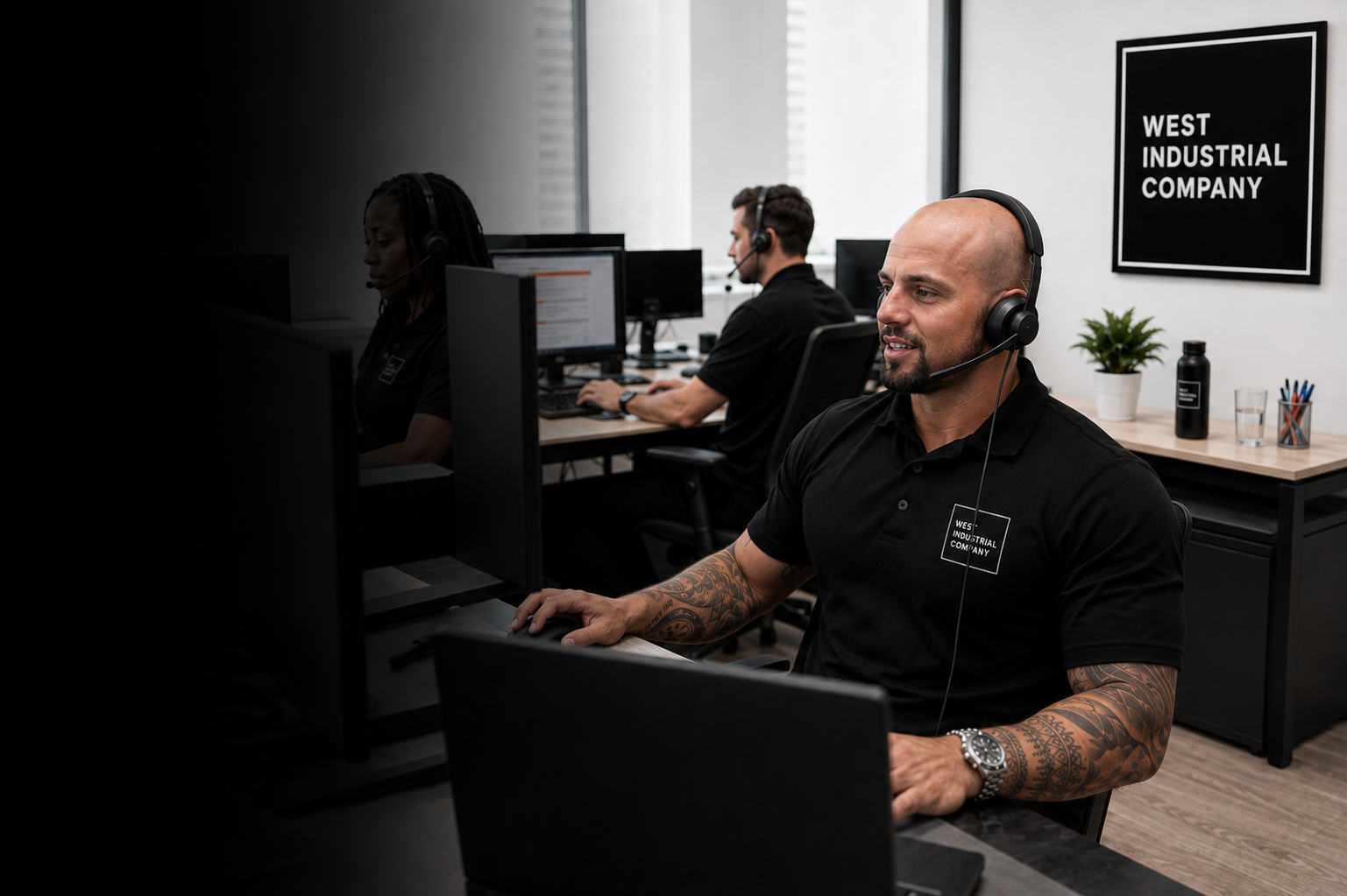 West Industrial Company support team assisting clients with operational systems and technical support.