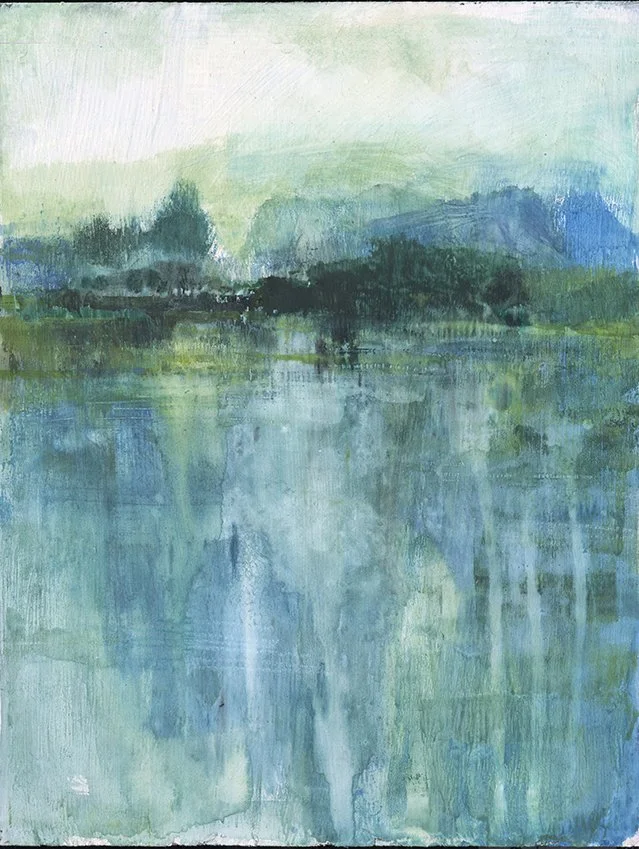 Blue Mood.
Gouache on masonite panel, 8 × 9 in.
