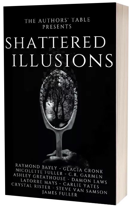 Black book cover with white text and a hand holding a mirror with trees growing out of it.