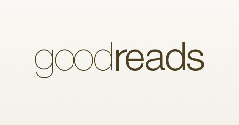 Gray background with "goodreads" in brown
