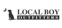 Logo for Local Boy Outfitters featuring a silhouette of a boy with a hat and dog.