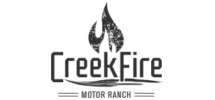 Logo of CreekFire with a flame icon above the text