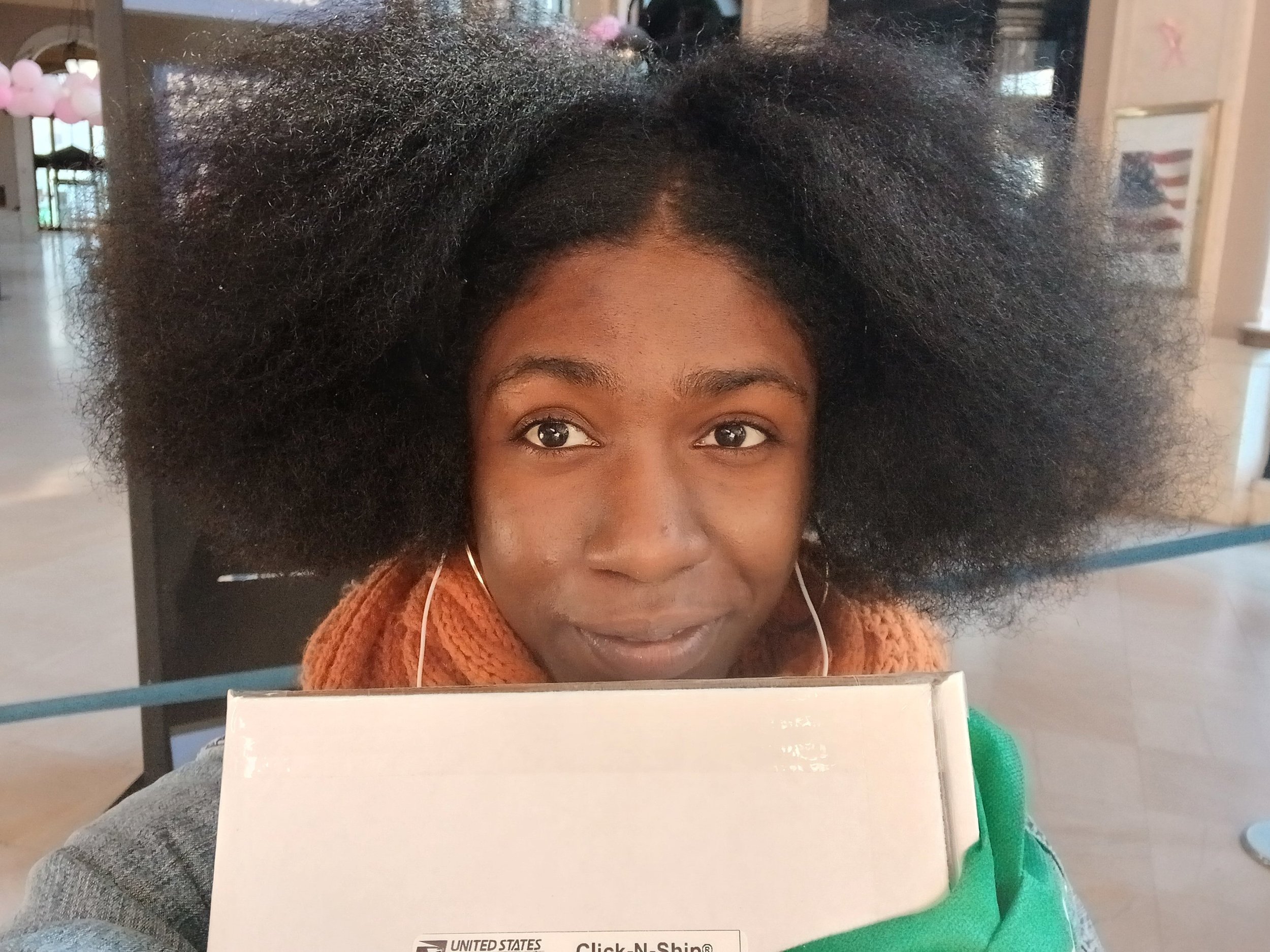 The artist as she waits in line to mail her second order off