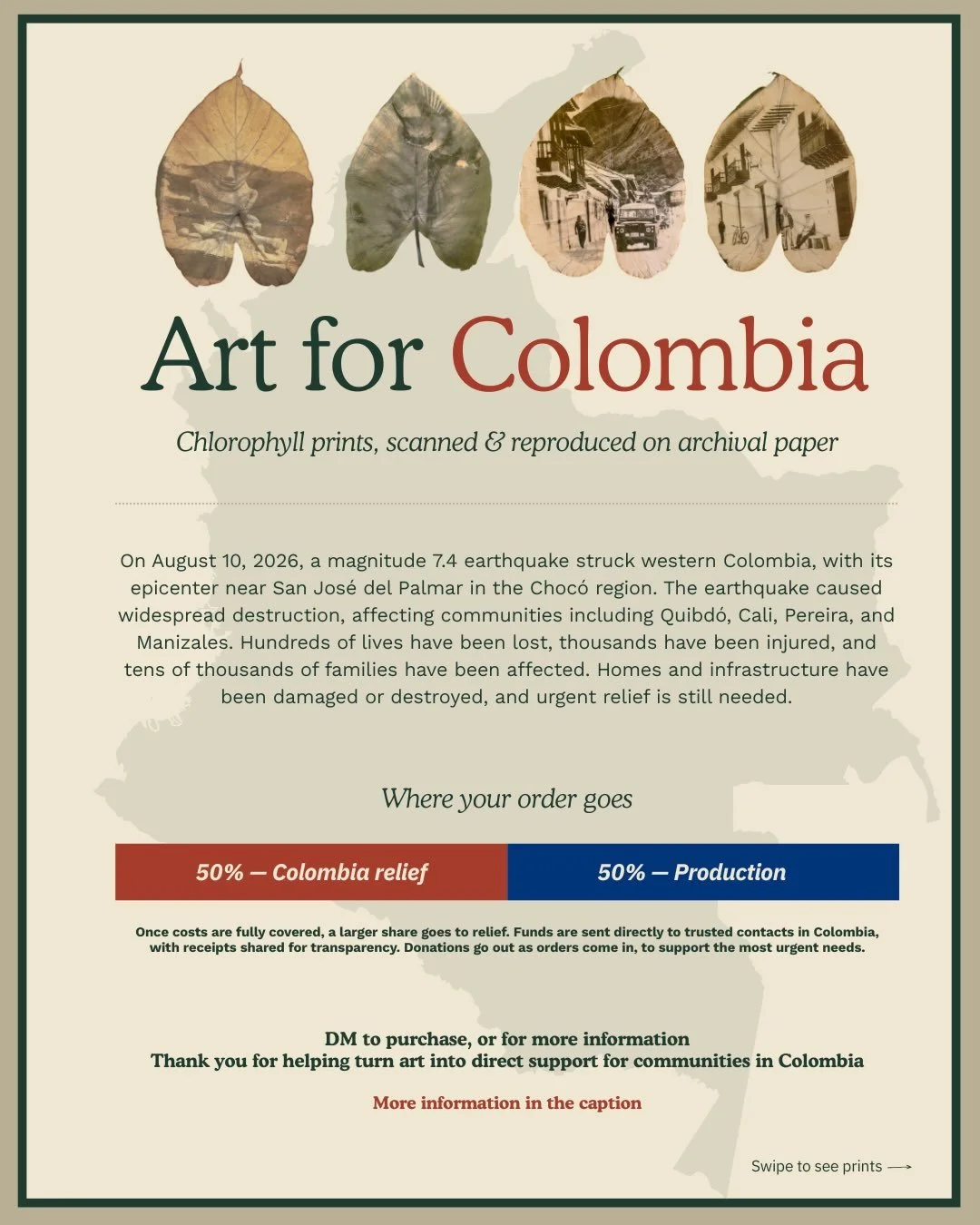 Art for Colombia 🇨🇴

On August 10, 2026, a magnitude 7.4 earthquake struck western Colombia, with its epicenter in the Choc&oacute; region, causing widespread destruction across communities including Quibd&oacute;, Cali, Pereira, and Manizales.

Th