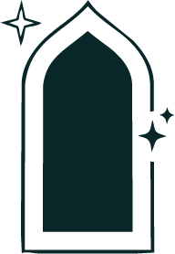 A silhouette of a curtain with decorative stars and a pointed top, resembling a window or a doorway outline.