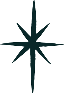 Stylized black cannabis leaf with seven pointed serrated leaflets.