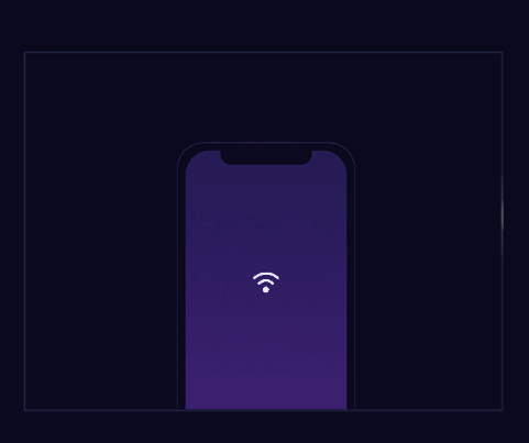 Smartphone with Wi-Fi icon on the screen against a dark background.