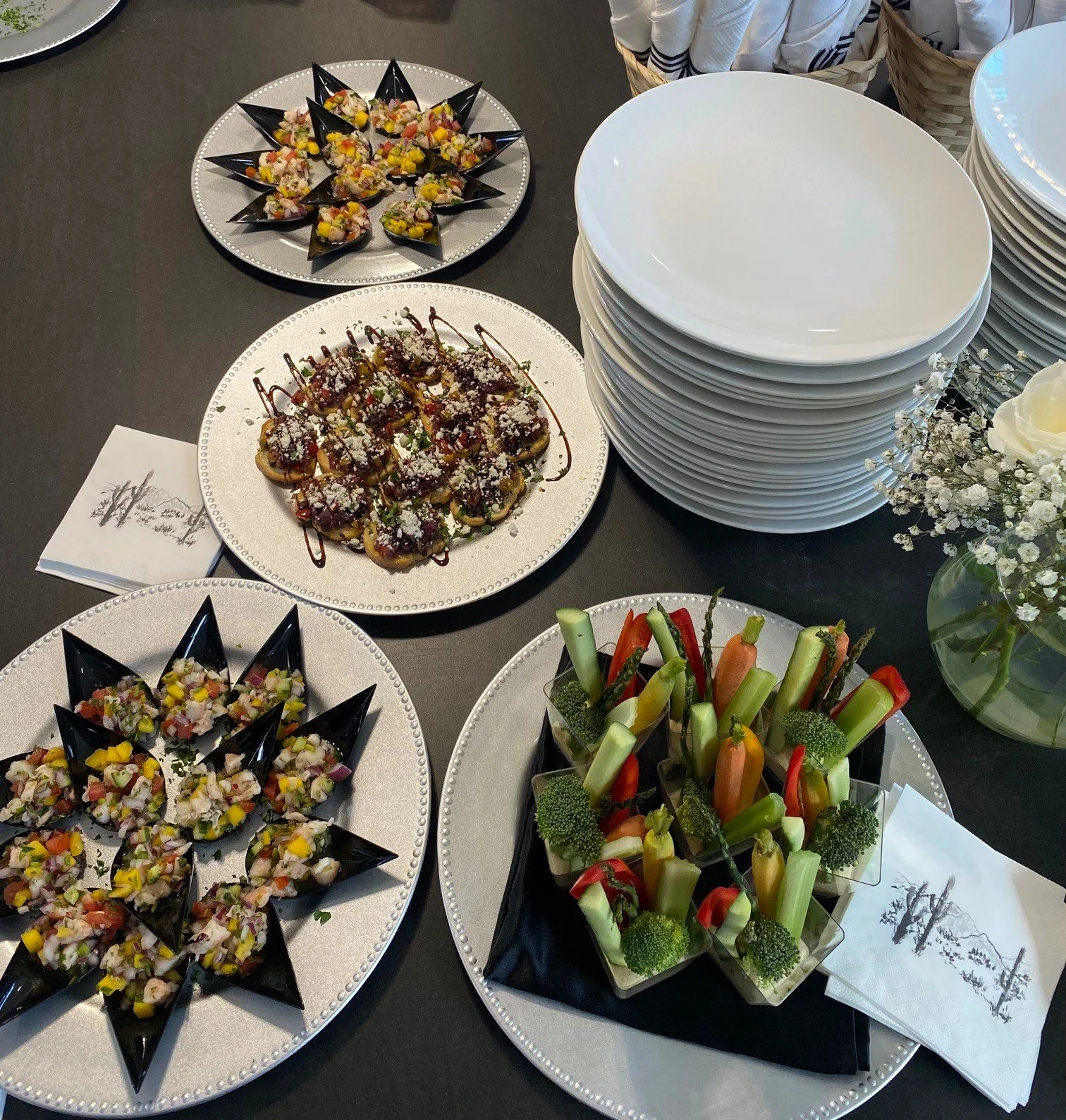 Signature hors d'oeuvres and cocktail hour catering platters by a private chef service in Scottsdale.