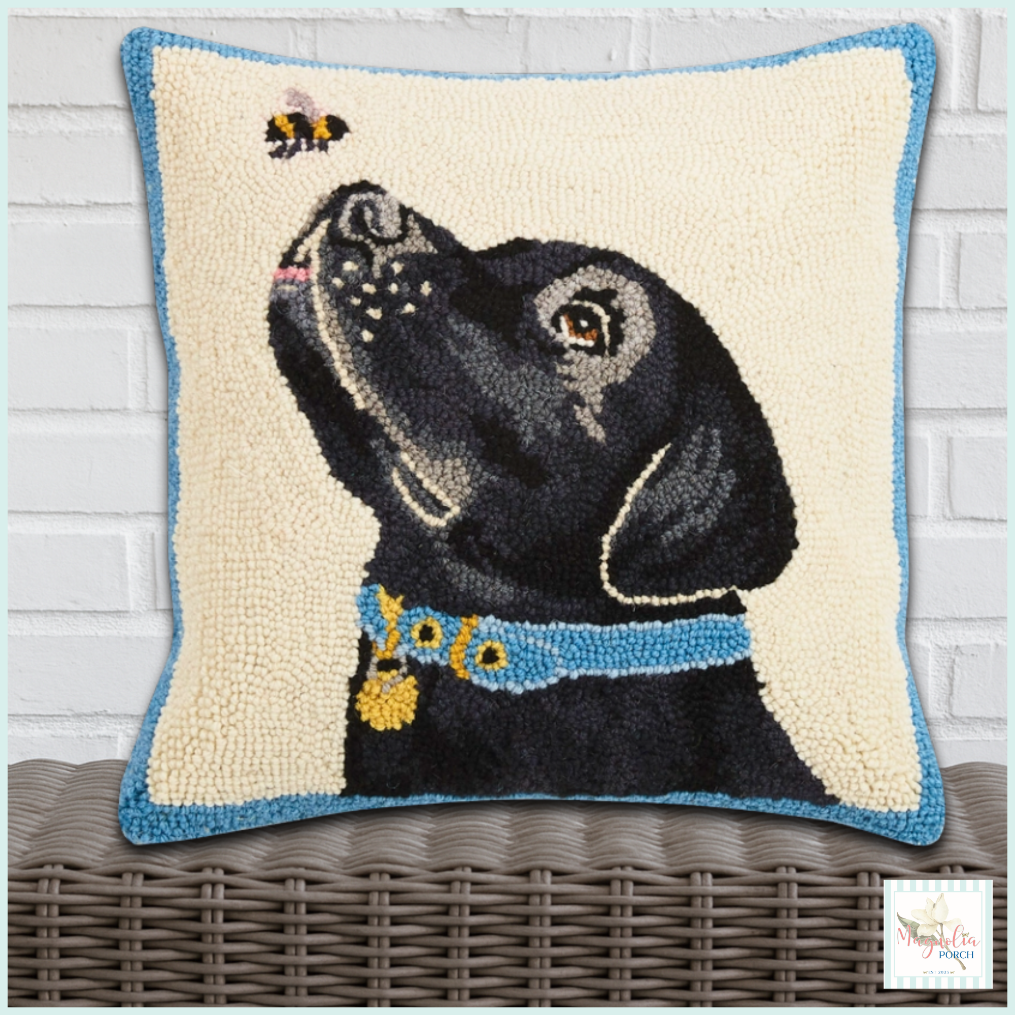 The Bee Curious Black Lab