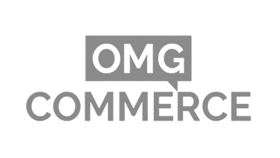 Text logo reading 'OMG' in a speech bubble above the word 'COMMERCE' in bold letters.