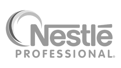 Nestlé Professional logo in grayscale with a stylized leaf and the text 'Nestlé Professional'