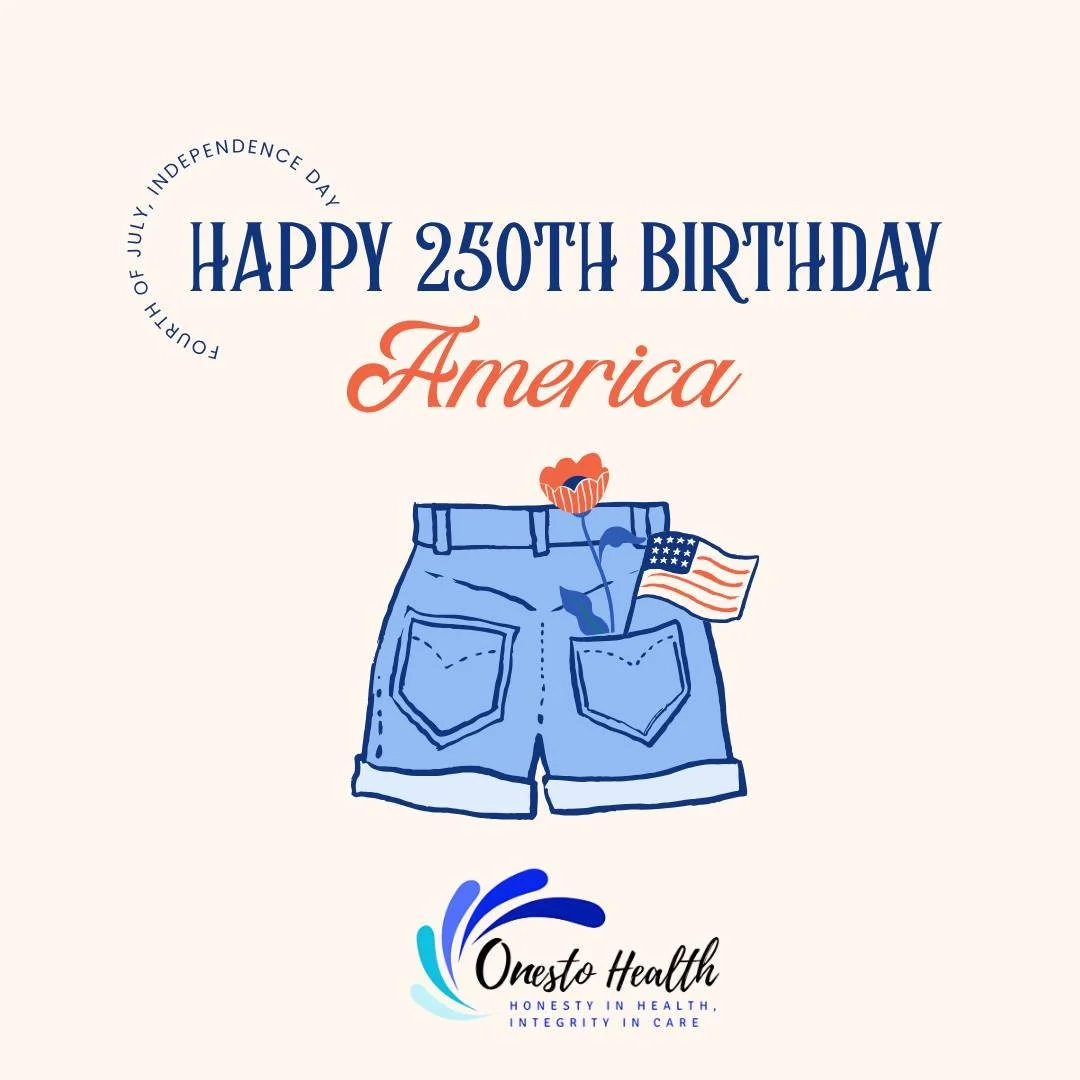 Happy 4th of July from Onesto Health! 🇺🇸

Here&rsquo;s to freedom, family, fireworks, and remembering to hydrate like someone who has a provider watching. 😉

Wishing you a safe and happy holiday!