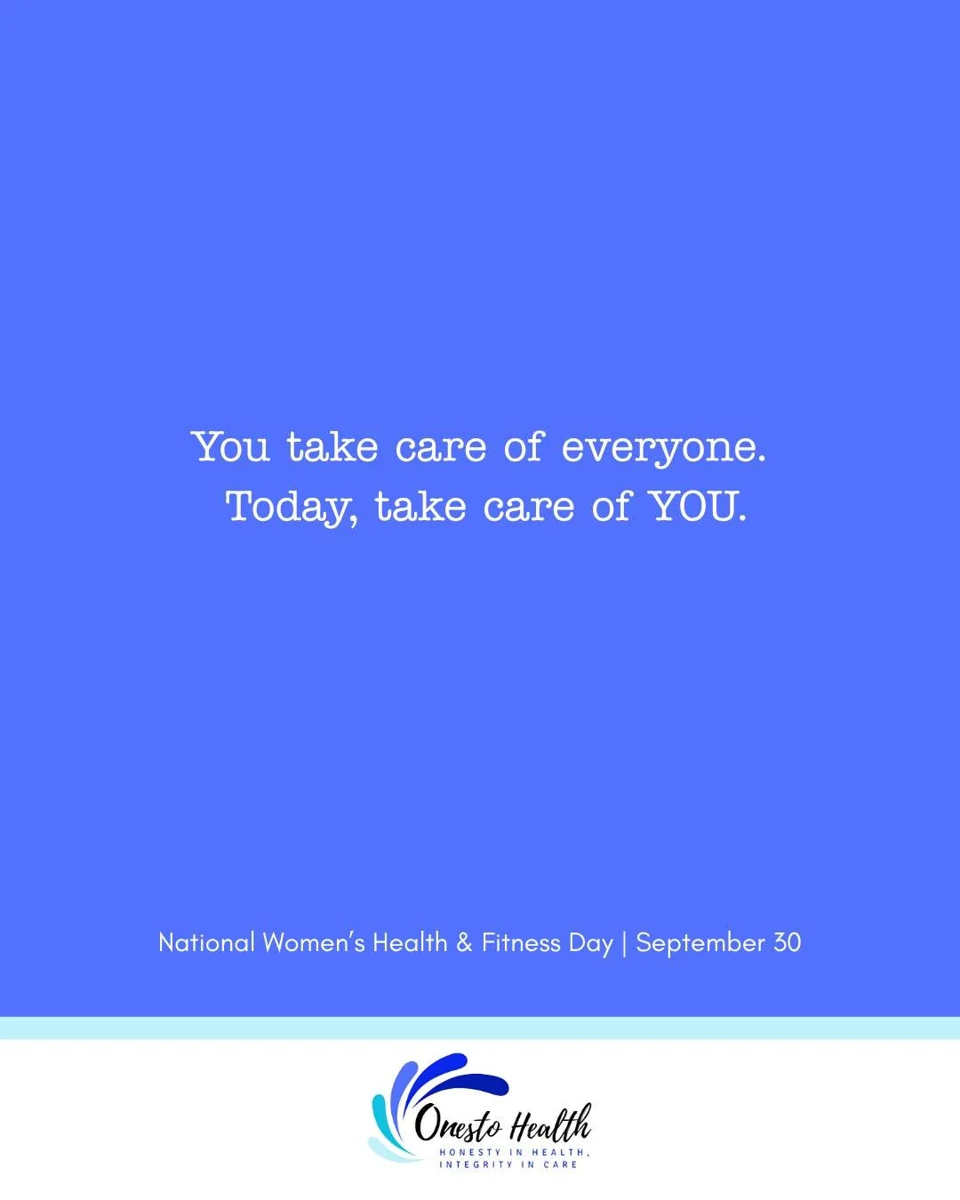Women are really good at taking care of people.

The kids. The spouse. The parents. The friends. The work. The approximately 47 things everyone else needs. 😉

But your health deserves a spot on the list too.

So today, do something for YOUR health.
