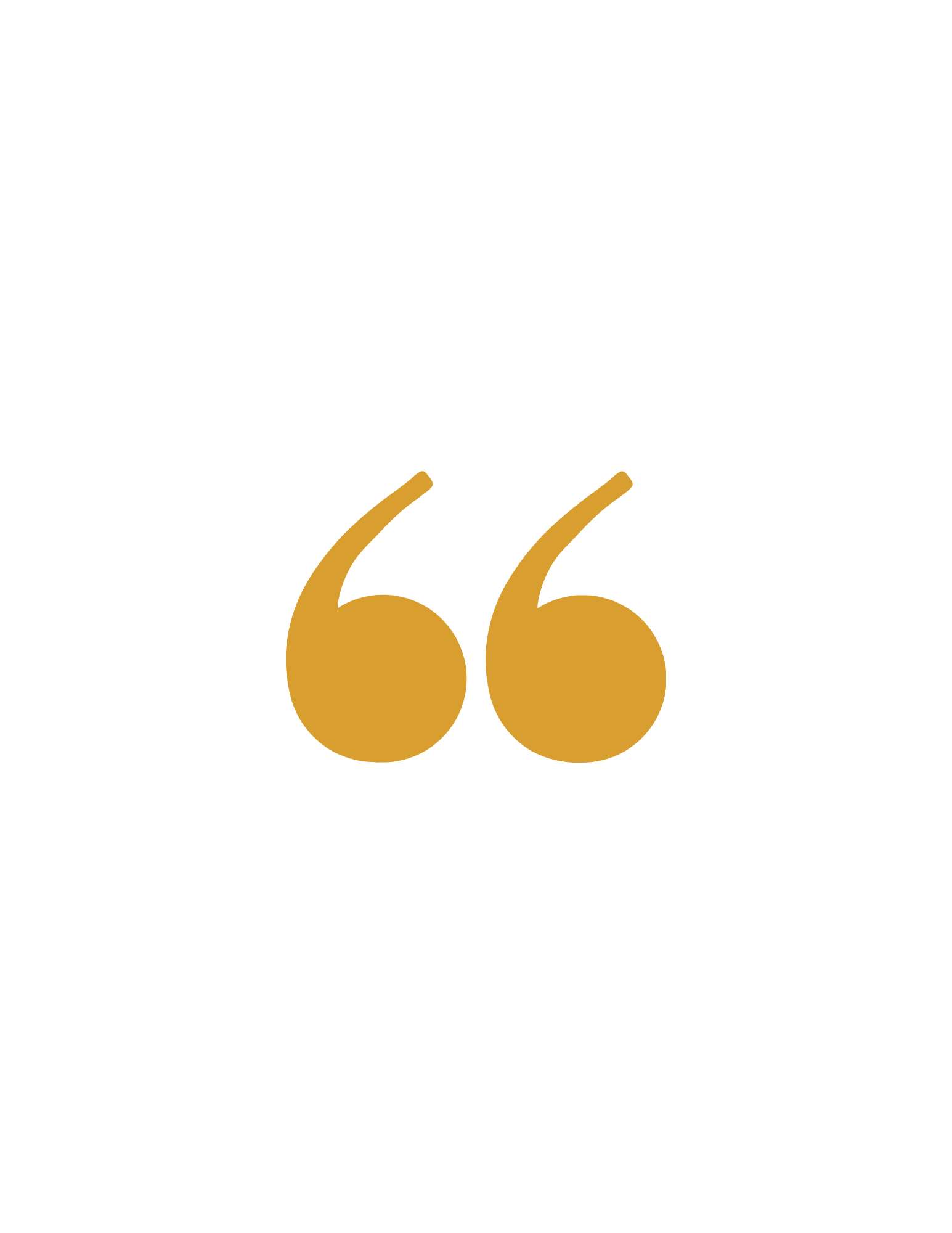 A black background with a large, gold quotation mark in the center and white text above and below the quotation mark.