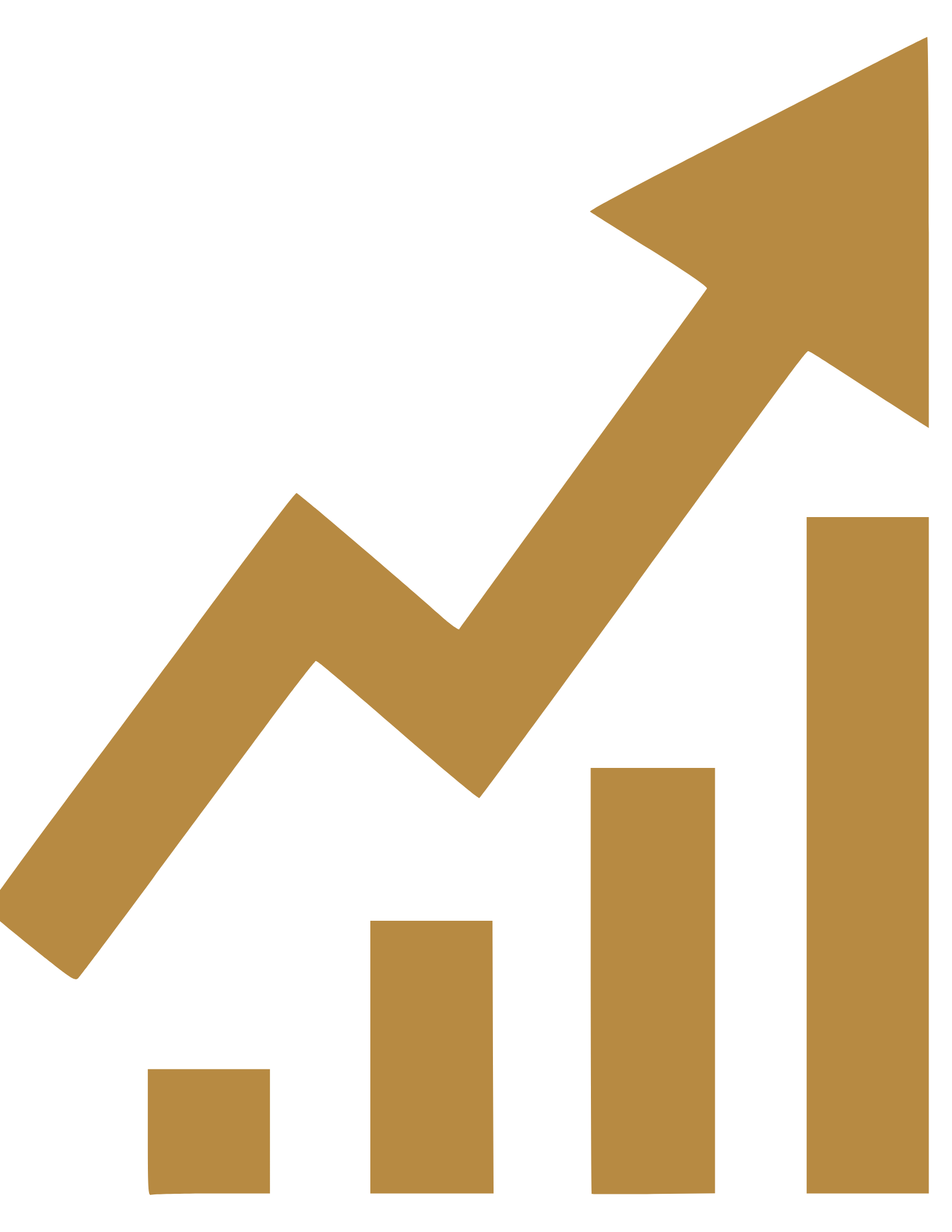 Gold upward trending arrow over a bar graph