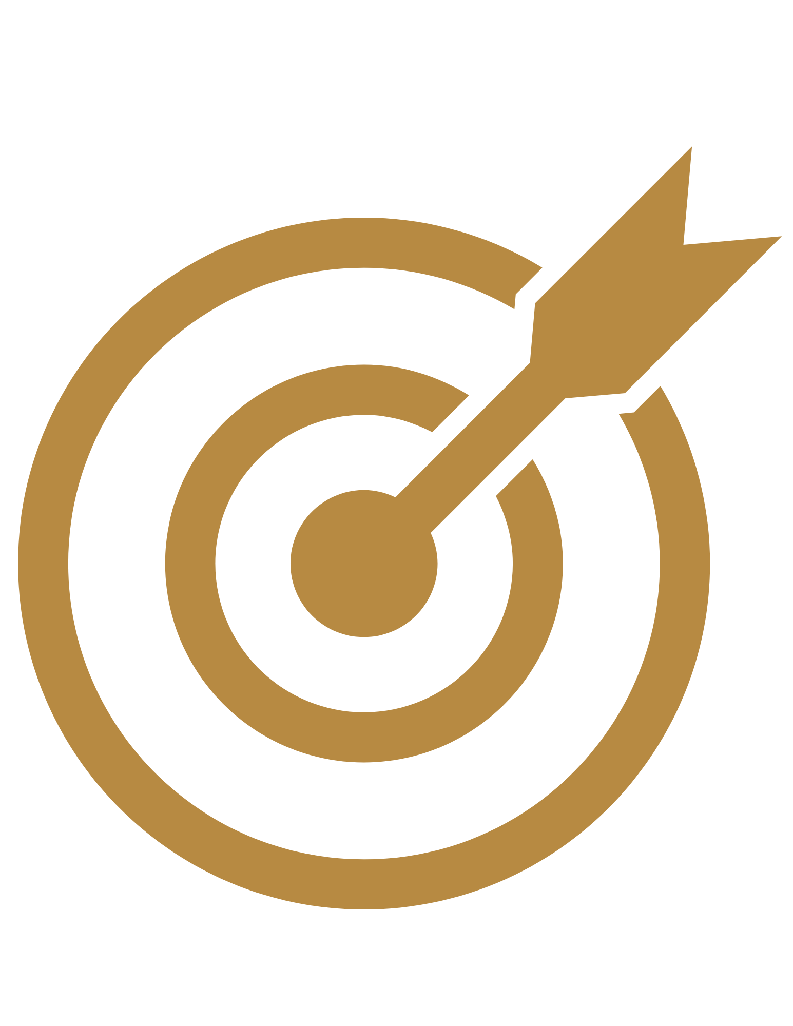 Gold target with an arrow hitting the bullseye.