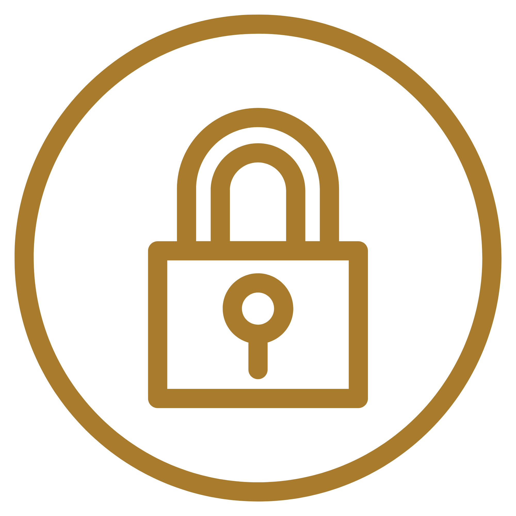 Golden icon of a bell within a circular border