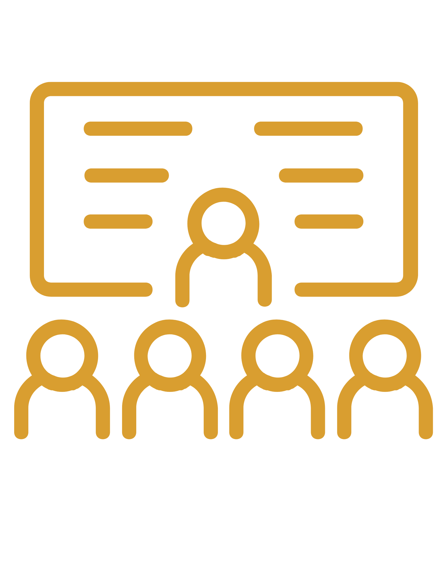Outline of a person in front of a presentation board with others seated in front, suggesting a meeting or presentation setting.
