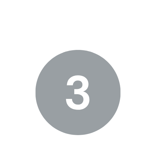 Number 3 inside a gray circle, with black background.