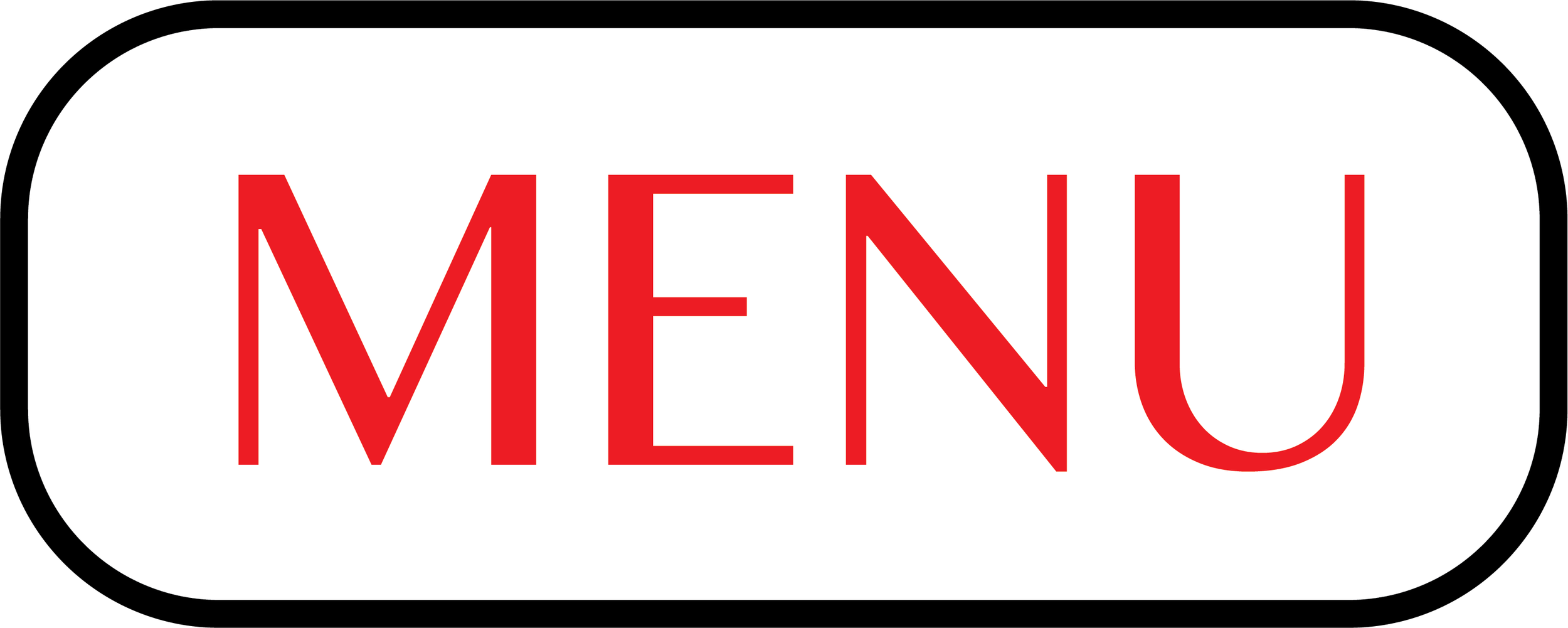 Close-up of a sign with the word 'MENU' in red capital letters, black outline, and a white background.