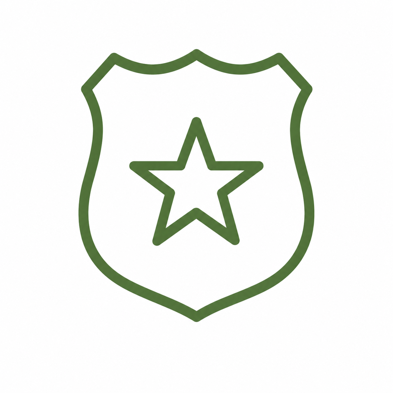 Outline of a badge with a star in the center.